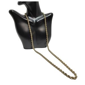 14K Gold Plated Opera Length Rope Twist Braided Spiral Necklace 29" Length